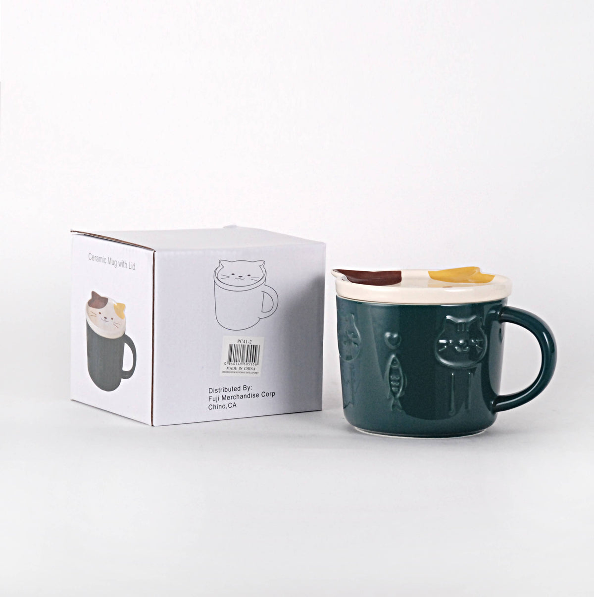 Ceramic Cat Mugs with Face Shaped Lid (16oz)