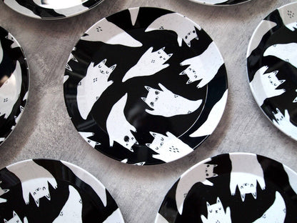 Ghost Cats Spooky Party Plate, plastic plate, picnic plate