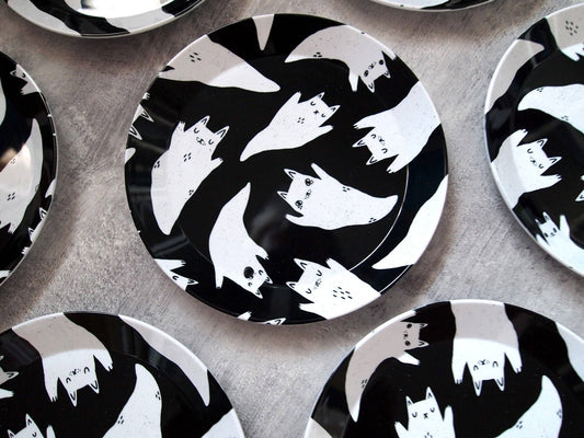 Ghost Cats Spooky Party Plate, plastic plate, picnic plate