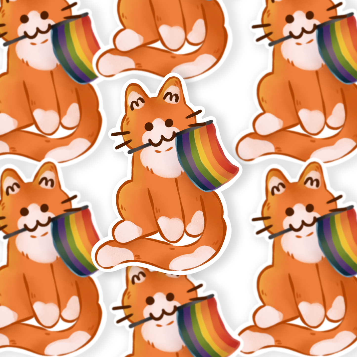 Pride Flag Kitty Sticker