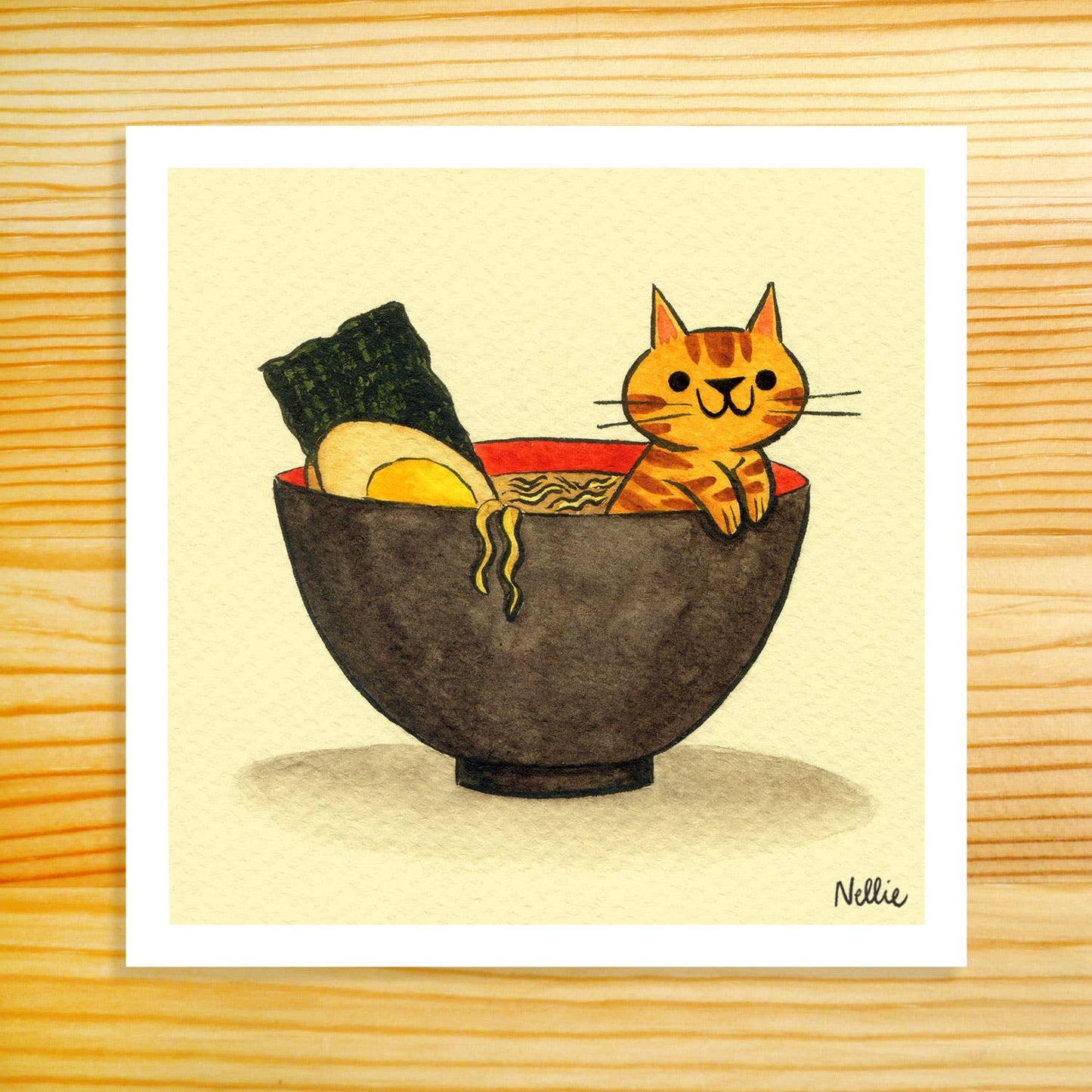 Ramen Cat 5x5in Art Print