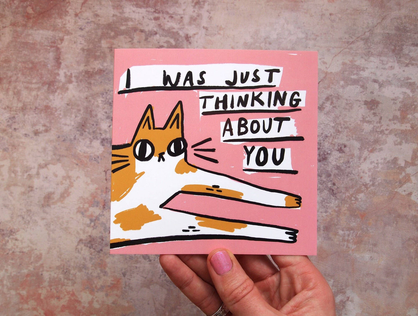 Thinking of you Cat Notecard Blank Greetings Card