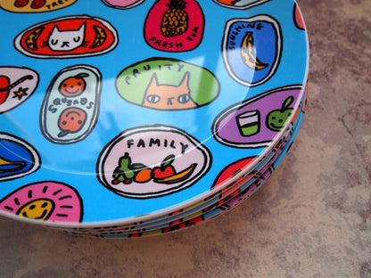 Cat Fruit Illustrated Plastic Snack Plate