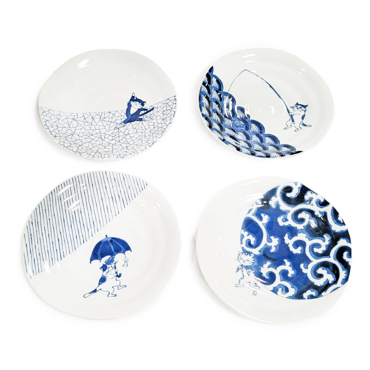 Shichita Japanese Ceramic Cat Plates