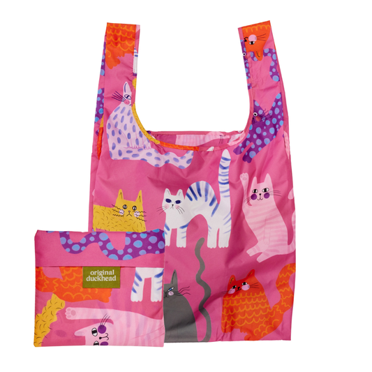 Fuchsia Arty Cats Eco-Friendly Reusable Bag