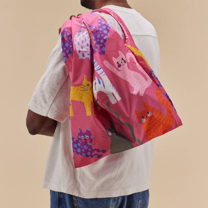 Fuchsia Arty Cats Eco-Friendly Reusable Bag