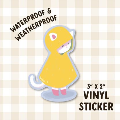 Rainy Cat Waterproof Vinyl Sticker