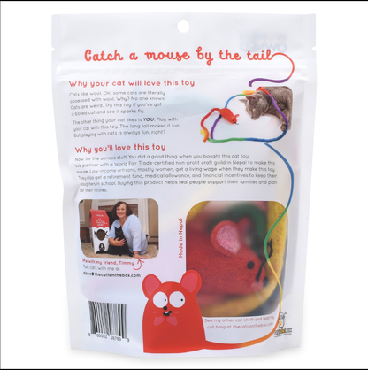 Wool Mouse Cat Toy 6-Foot-Tail - red rainbow unicorn dragon