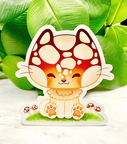 Cloud Cat Arts - Mashiru Mushroom Kitty - Matte - Die Cut Vinyl Sticker