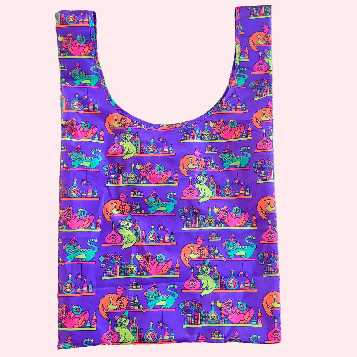 Apothecary Kitty Nylon Foldable Tote Bag