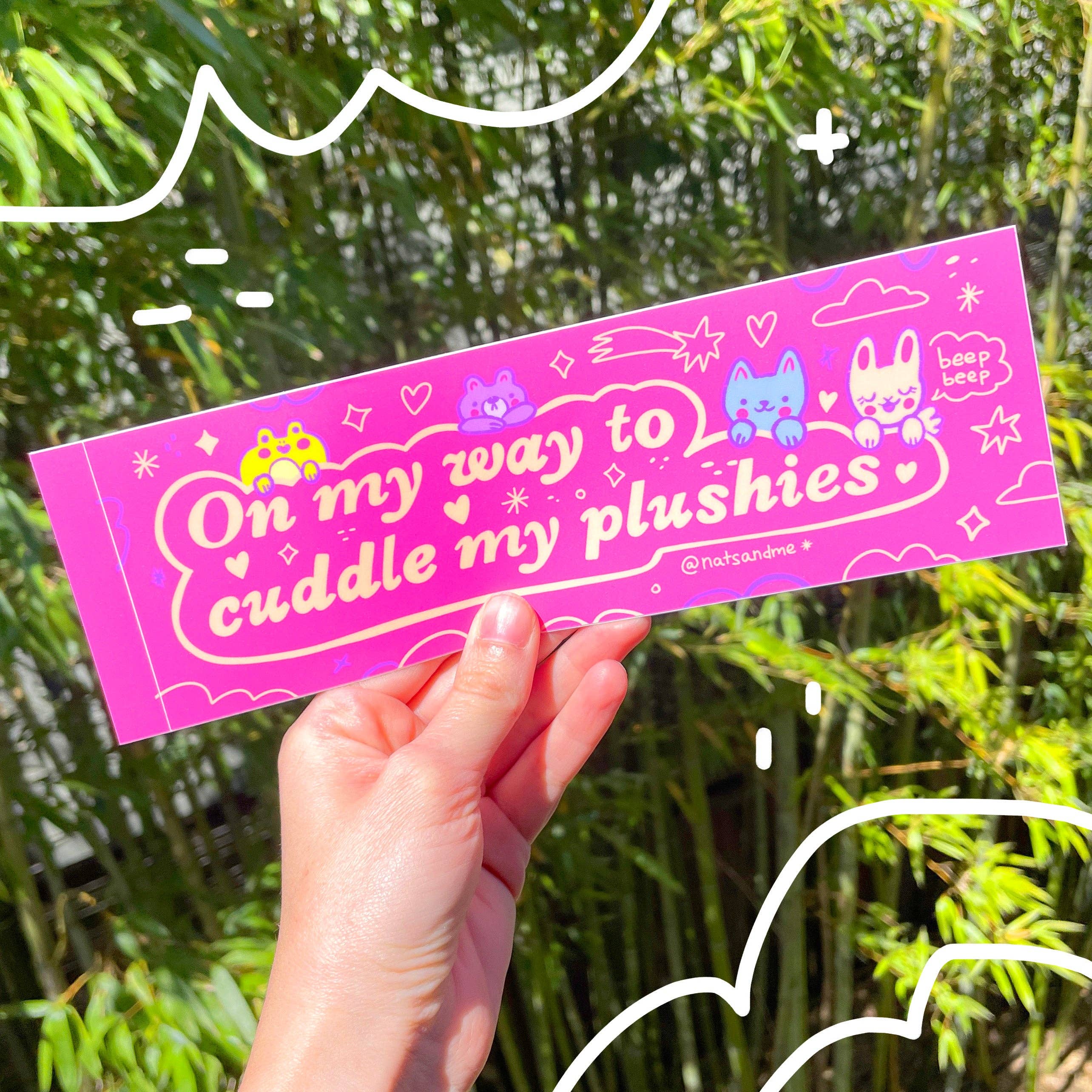 Omw to cuddle my plushies Bumper Sticker – Cool Cat Collective