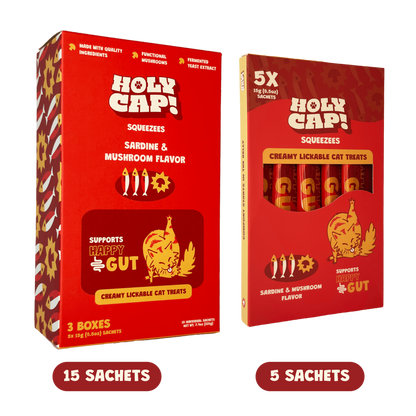 HOLY CAP Squeezees Happy Gut Lickable Treats, 5pc
