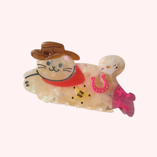 Cowboy Cat Hair Claw Clip