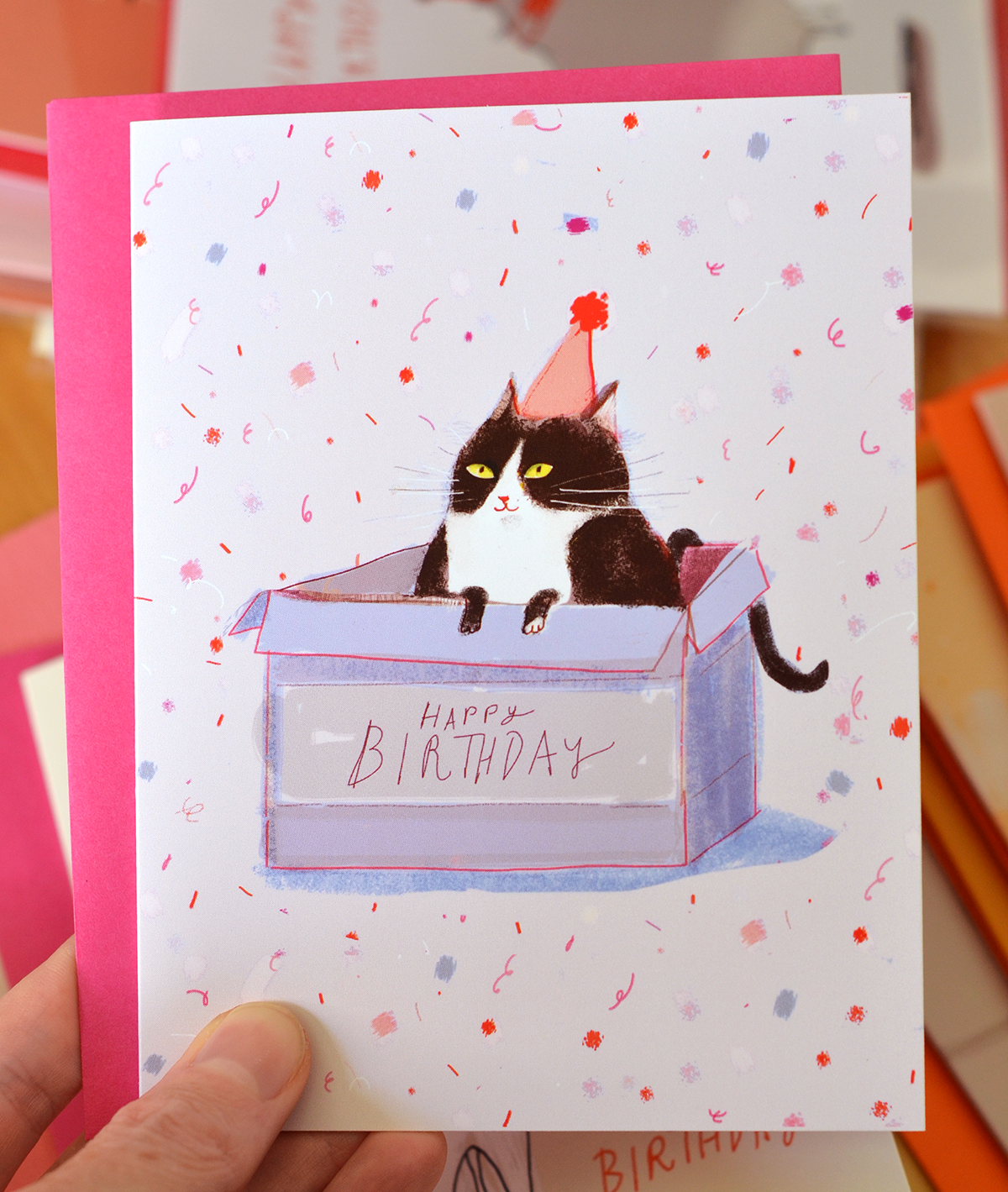 Birthday Box Cat Card