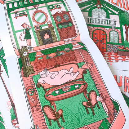 Cat Polly Pocket, Folding Risograph Print