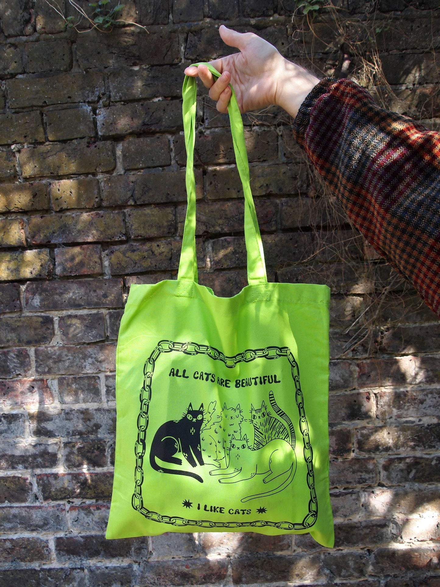 I LIKE CATS - All Cats Are Beautiful Cat Illustration green Tote Bag