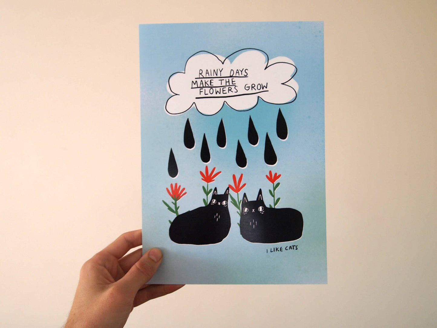 I LIKE CATS - Inspirational Quote and Black Cats Print