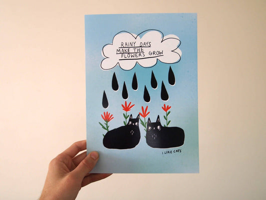 I LIKE CATS - Inspirational Quote and Black Cats Print