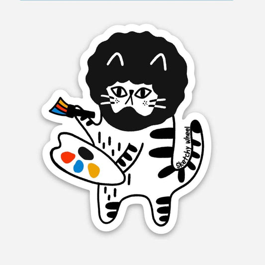 ShangDaili - Cat Sticker - Bob Ross Cat