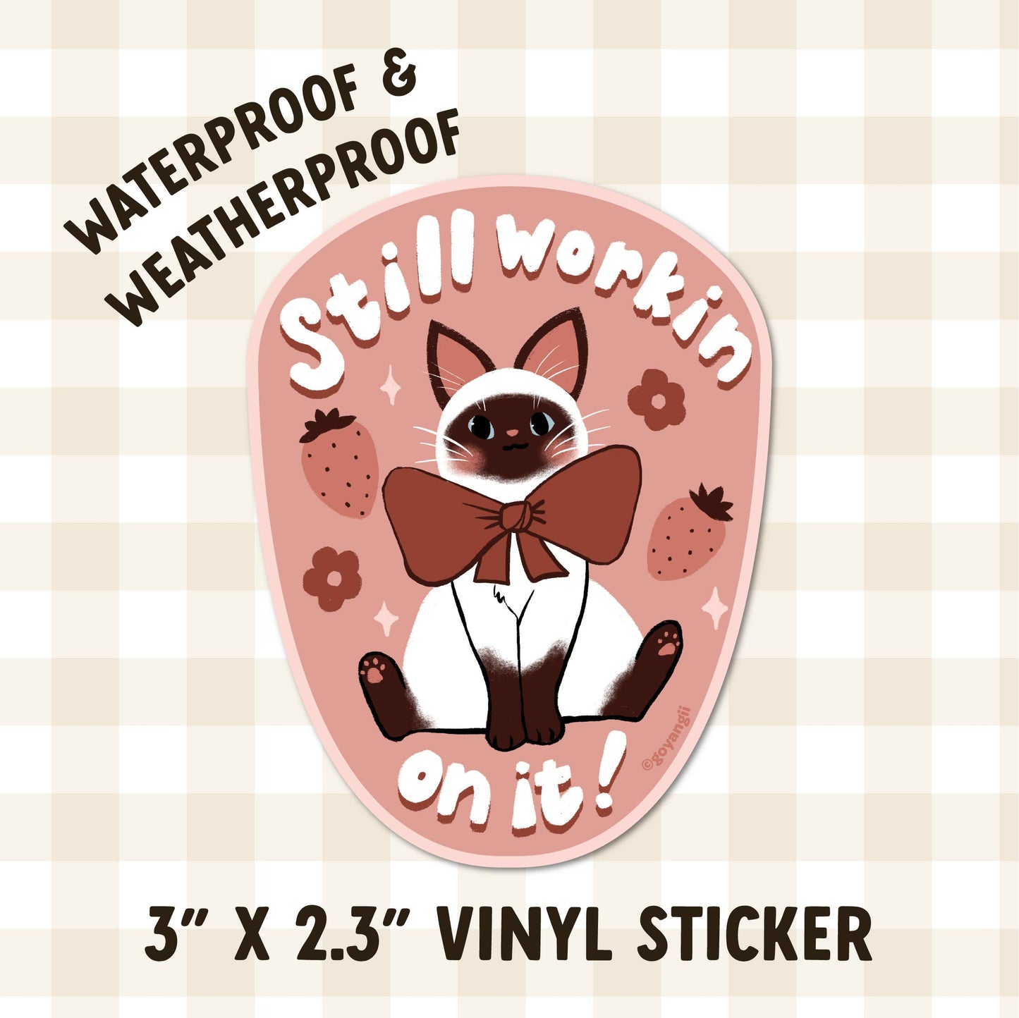 Workin' On It Cat Waterproof Vinyl Sticker