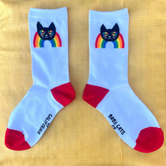 Rainbow Black Cat Socks