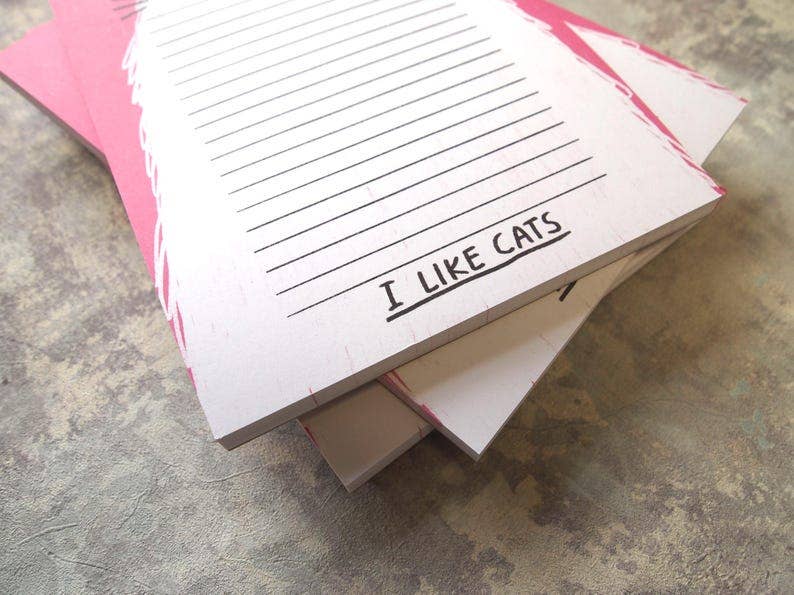 Fluffy white cat illustrated A5 notepad, Listpad,