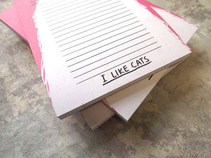 Fluffy white cat illustrated A5 notepad, Listpad,