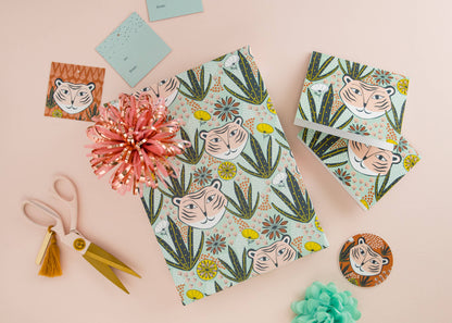 Mid-Century Tiger Wrapping Paper – 3 Rolls (3 Sheets Each)