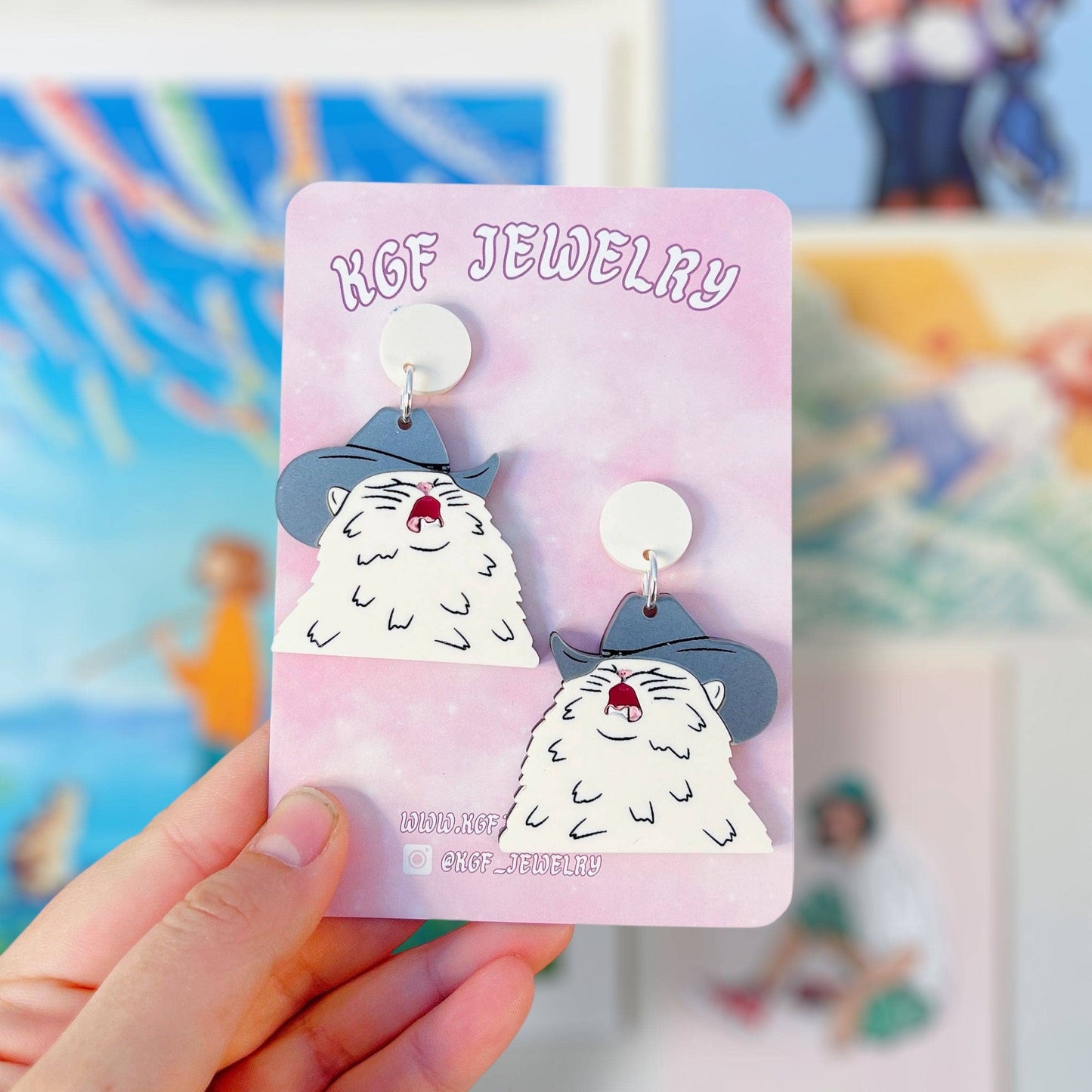 Cowboy Cat Handmade Acrylic Earrings