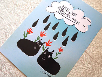 I LIKE CATS - Inspirational Quote and Black Cats Print