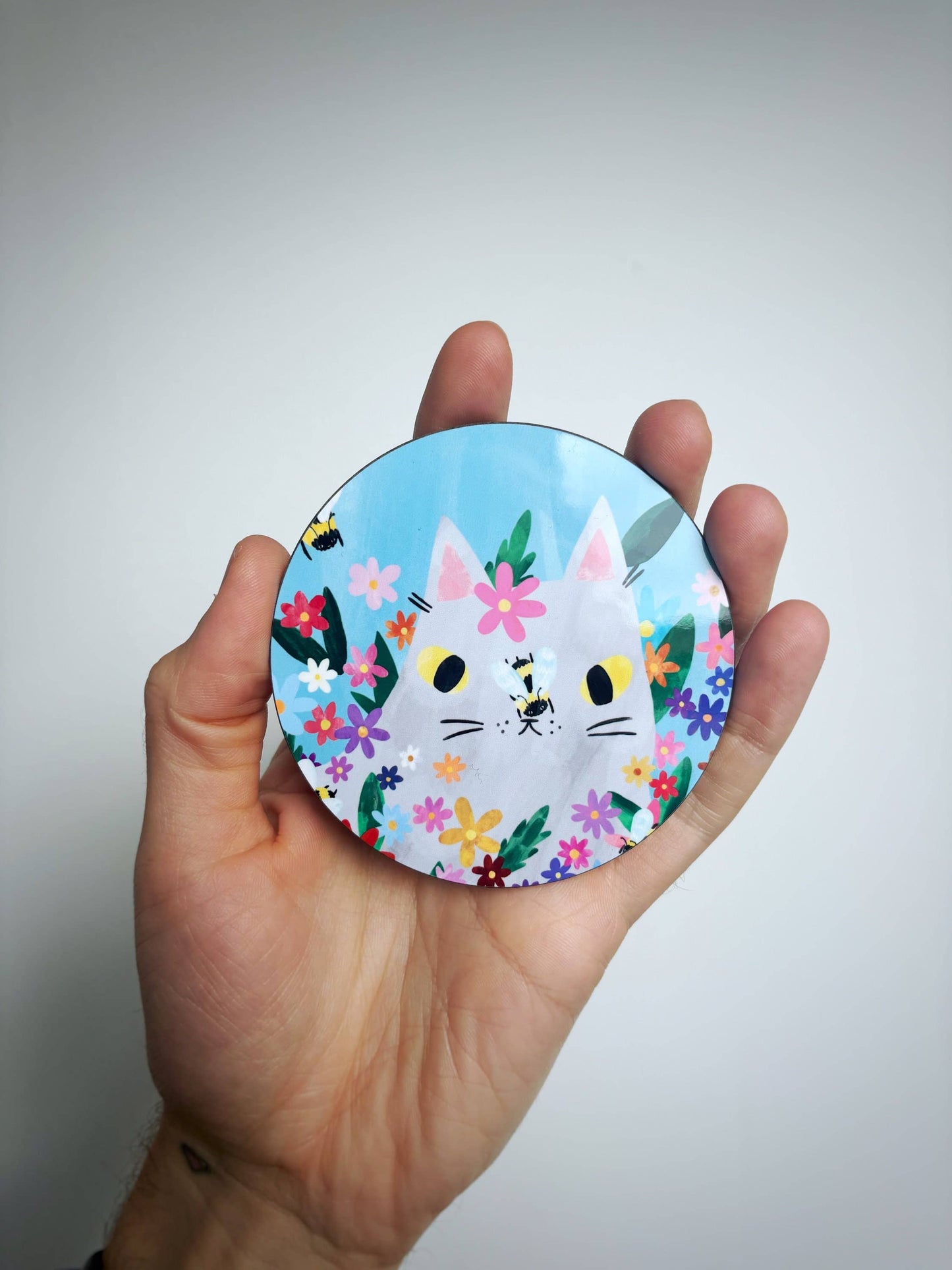 Cat With Bees Drinks Coaster