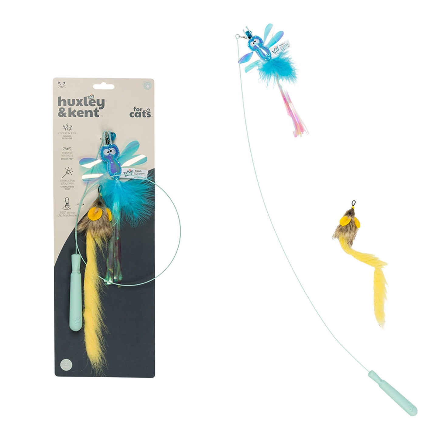 Wire Dragonfly & Mouse Wand Cat Toy