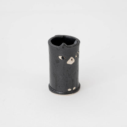 Handmade Cute Ceramic Cat Mini Vase – Black