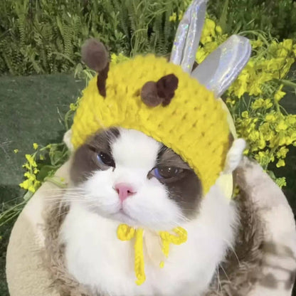 Bumblebee Knit Hat for Cats