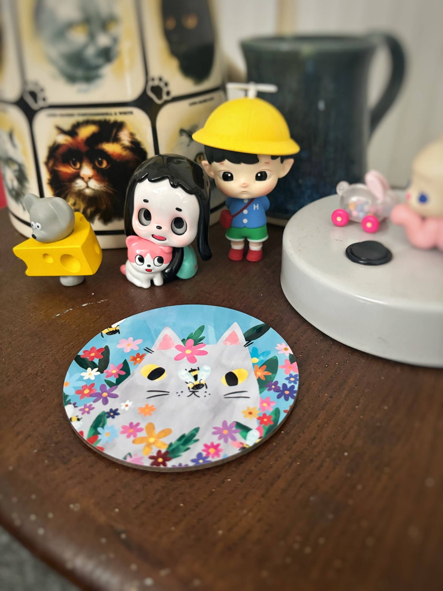 Cat With Bees Drinks Coaster