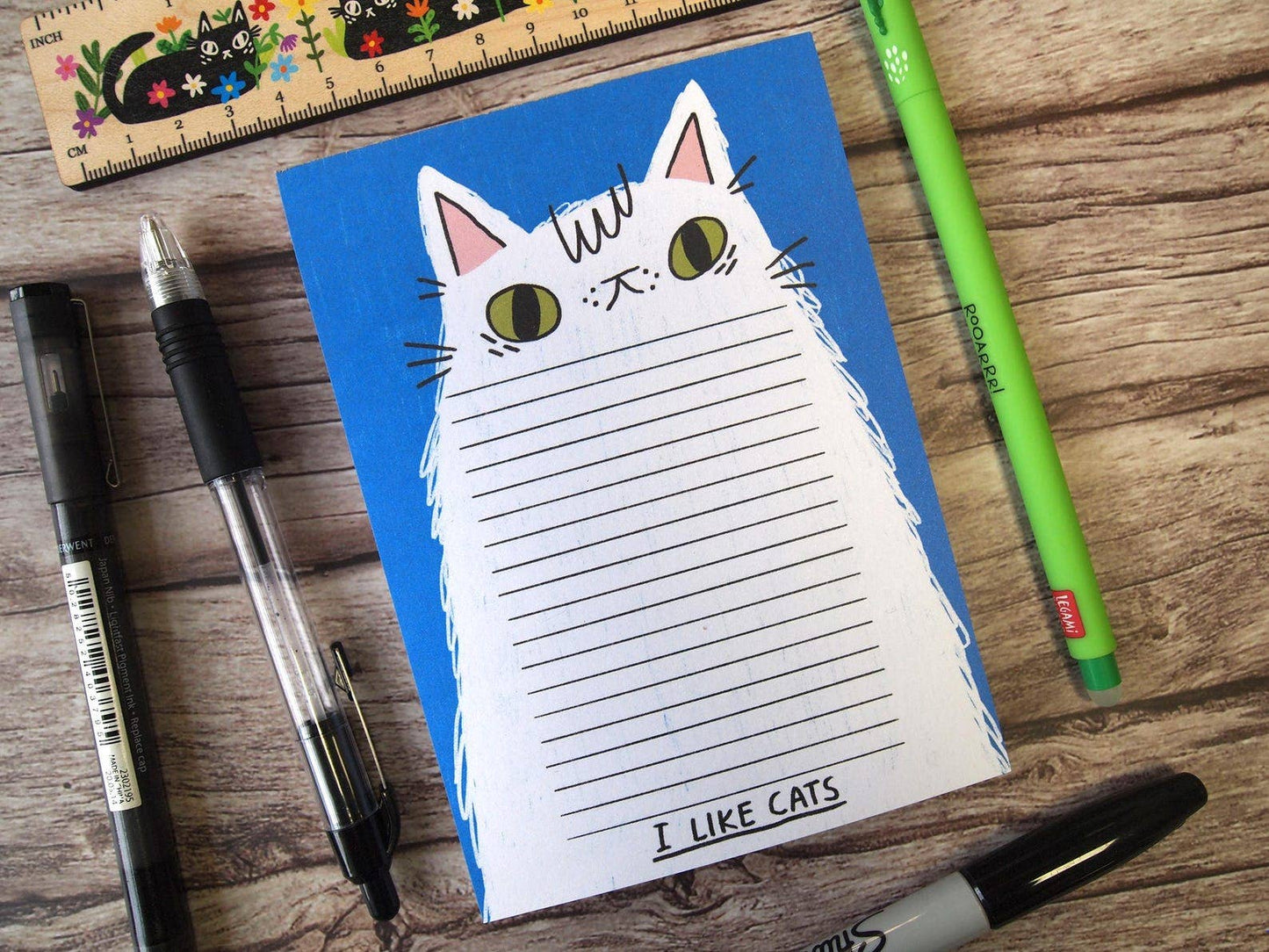 A6 Cat notepad, illustrated notepad, I like cats