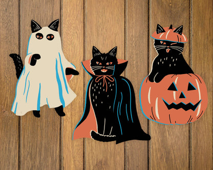 Spooky Cat Set of 3 - Cutout Wall Decorations (17" tall) 