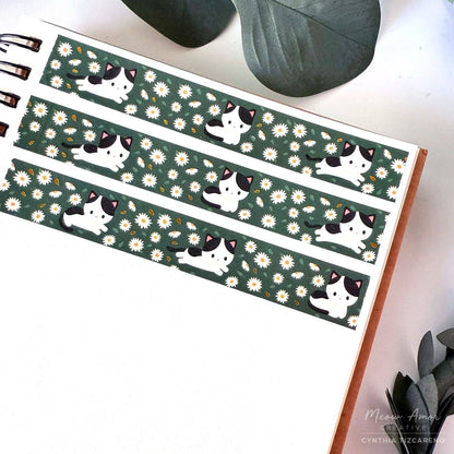 Cow Cat Field Of Flowers Gold Foil Washi Tape