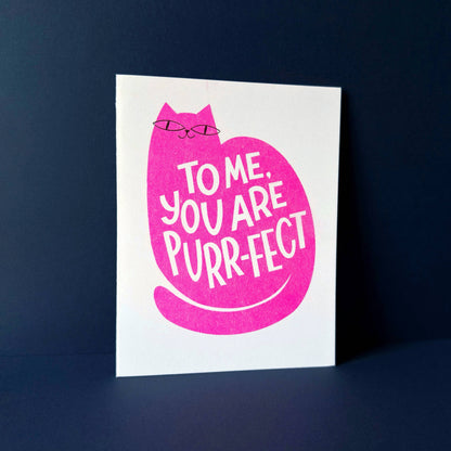 Purrfect Love Cat Valentine Risograph Greeting Card