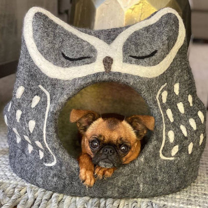 Karma Cat Inc. - Owl Wool Pet Cave: Grey