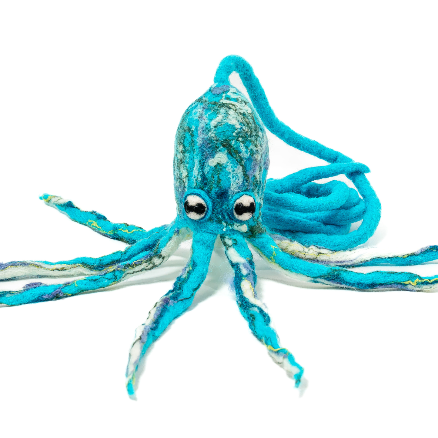Wool Octopus Cat Toy with 4-Foot Tether - blue, green