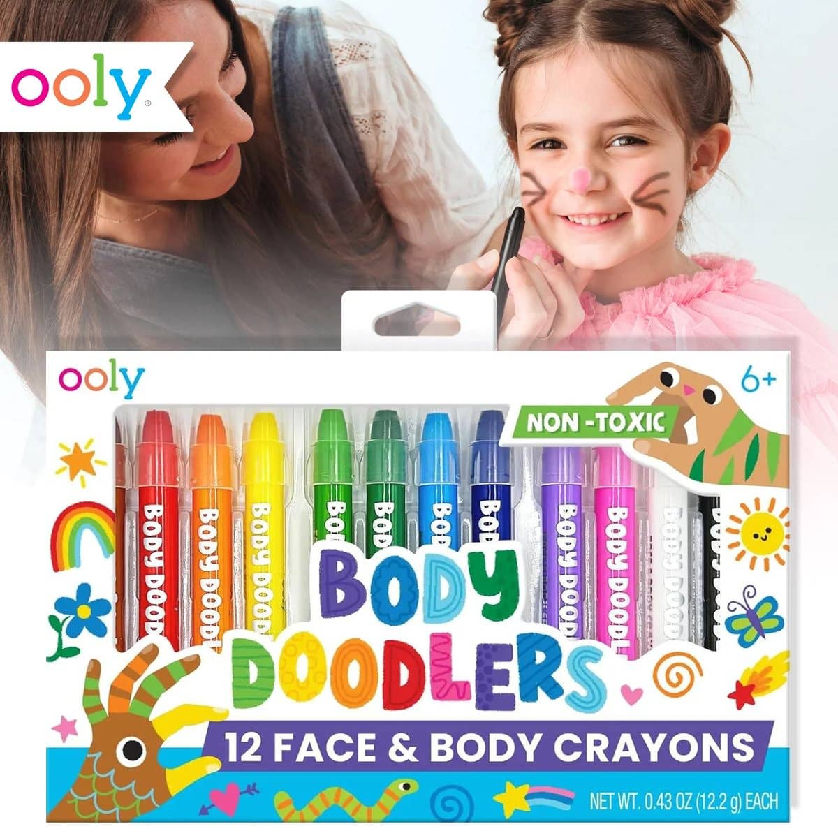 OOLY - Body Doodlers: Face & Body Crayons (Set of 12)