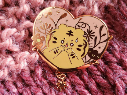 Camccat - Flower Lover Kawaii Tiger Cat Copper Plated Hard Enamel Pin