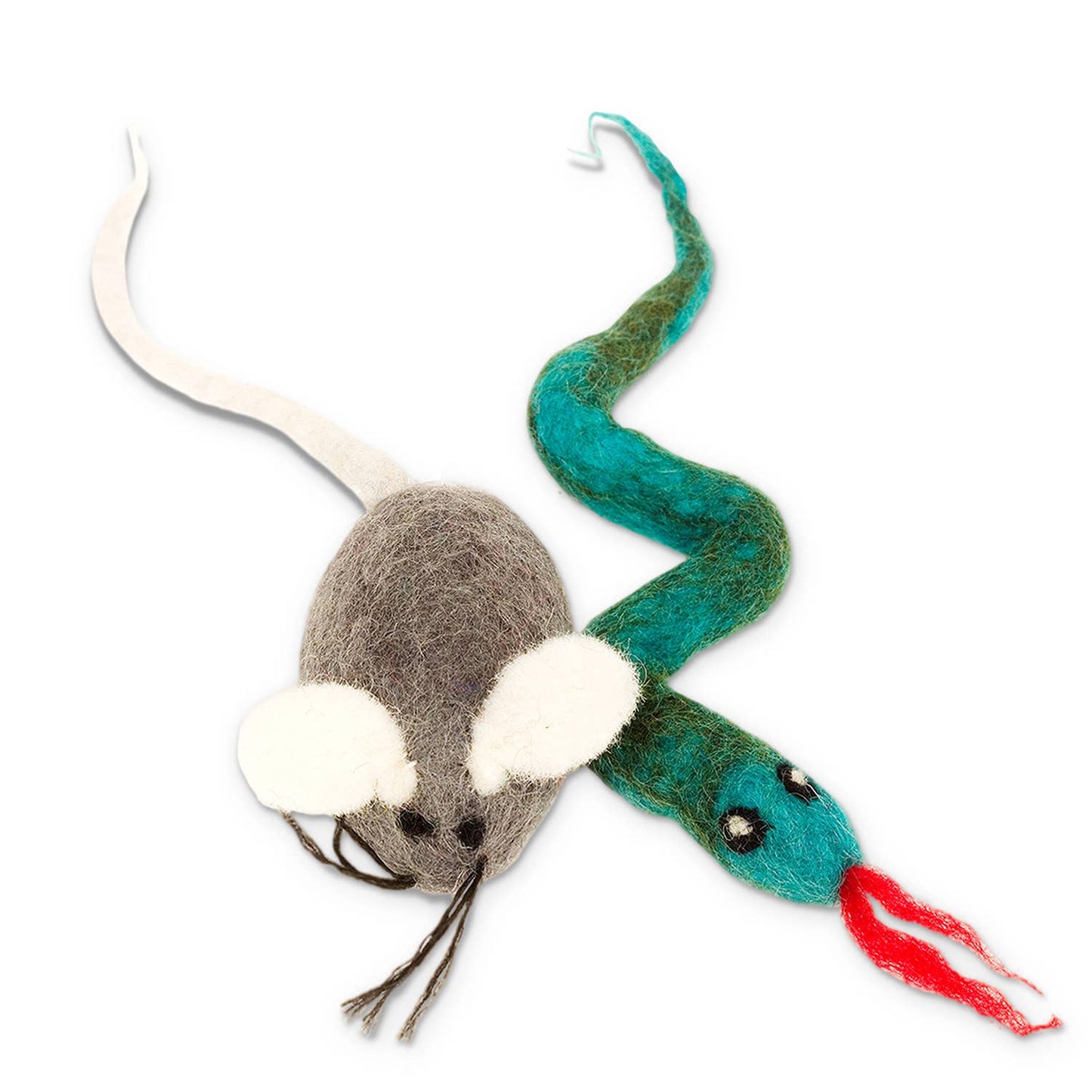 Snake and Mouse Wool Cat Toy (2 Pack)