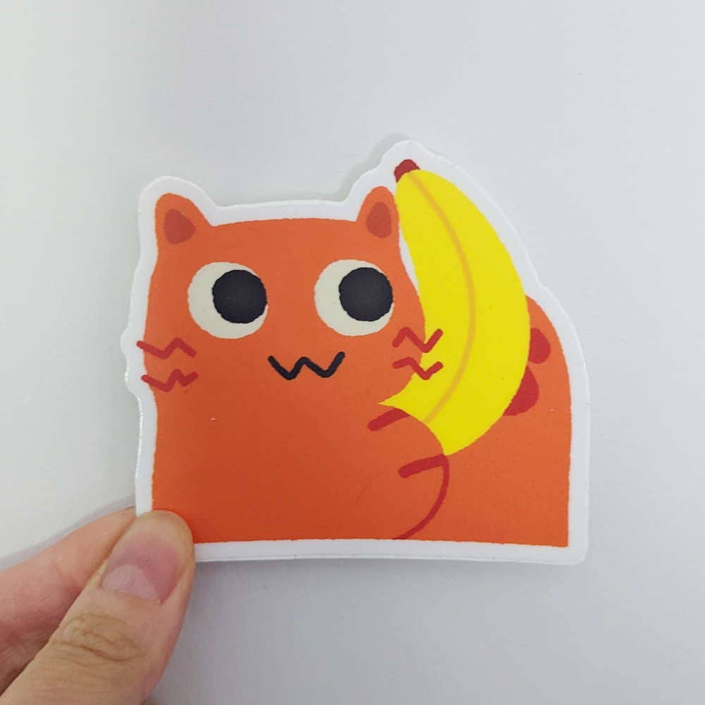 Banana Phone Orange Cat Vinyl Sticker