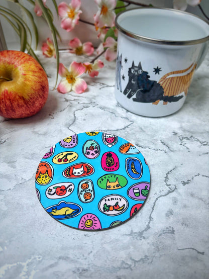 Fruity Cats Sticker Design Drinks Coaster