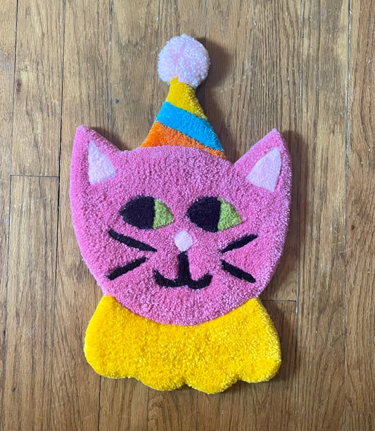 Clown Cat Tufted Wall Hanging / Wall Rug