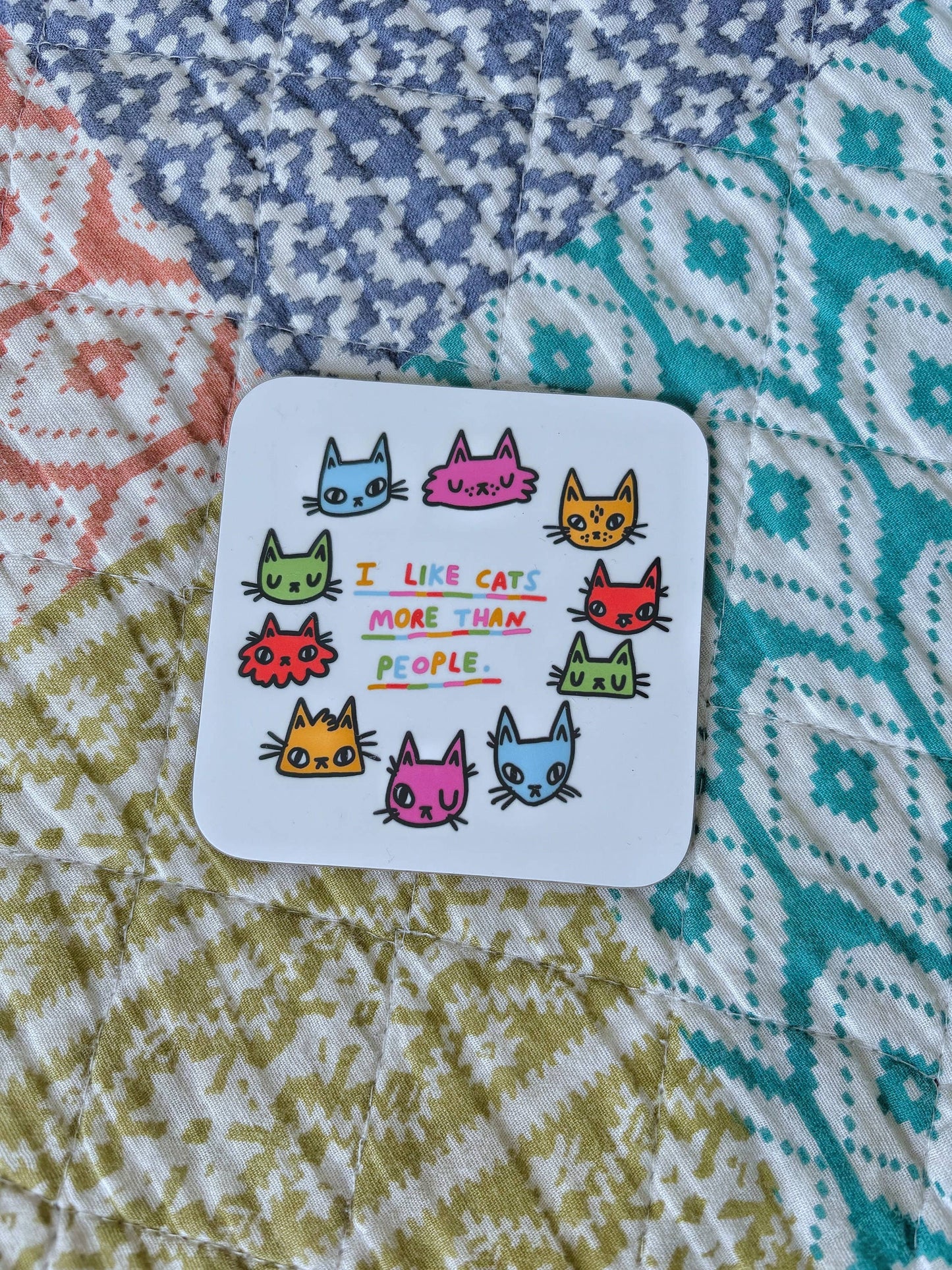 I Like Cats More Than People Cat Art Drinks Coaster