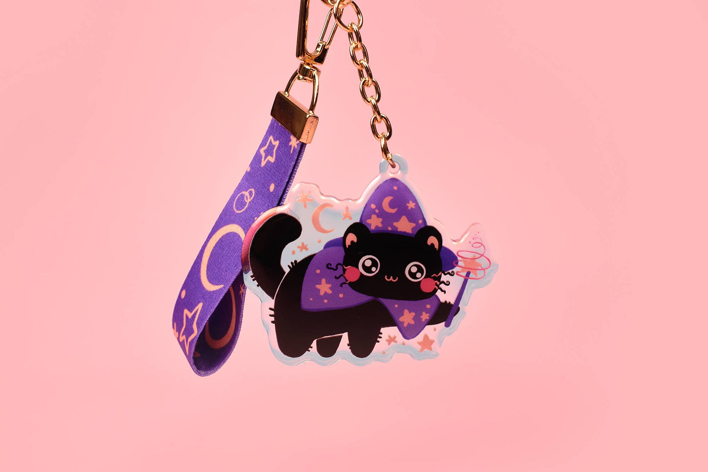 Frazzled Wizard Cat Keychain