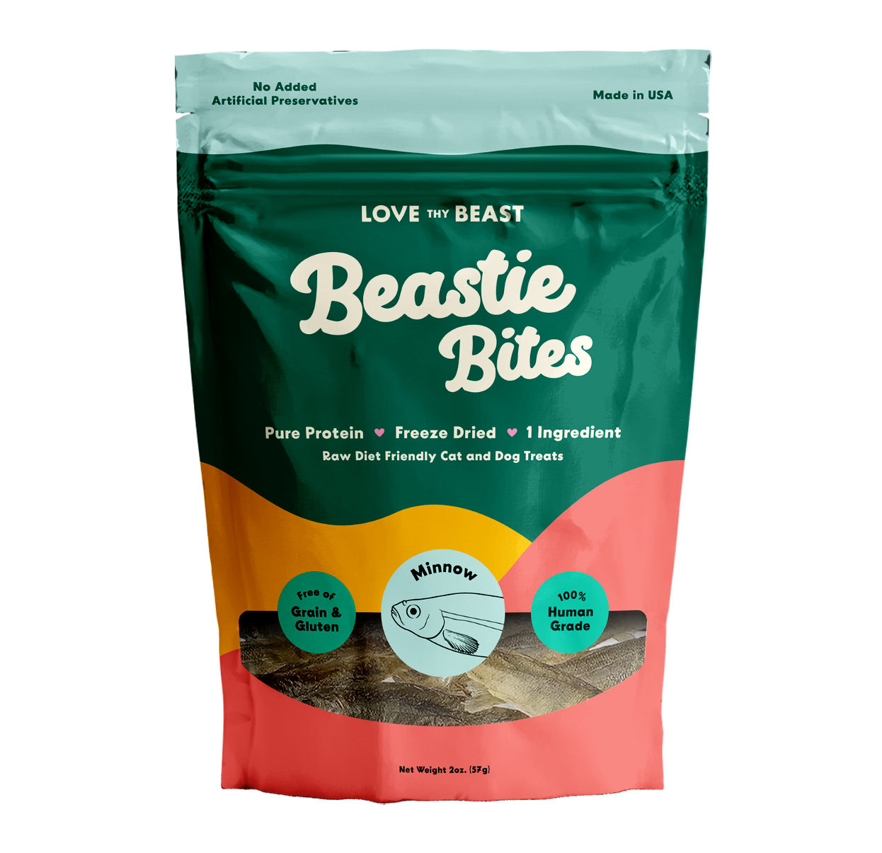 LoveThyBeast - Freeze-Dried Minnows Dog & Cat Treat, 2-oz bag 